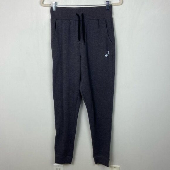 Asics Fleece Jogger Track Pants Size Small Heathered Steel Grey Warm Up Lounge S - Picture 12 of 13